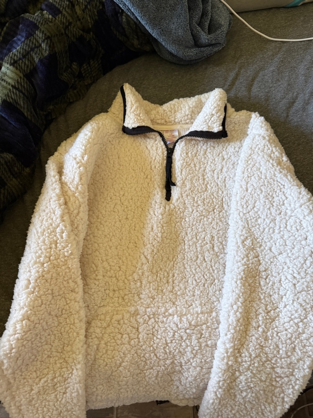 Cozy Cream Sherpa Quarter-Zip Pullover